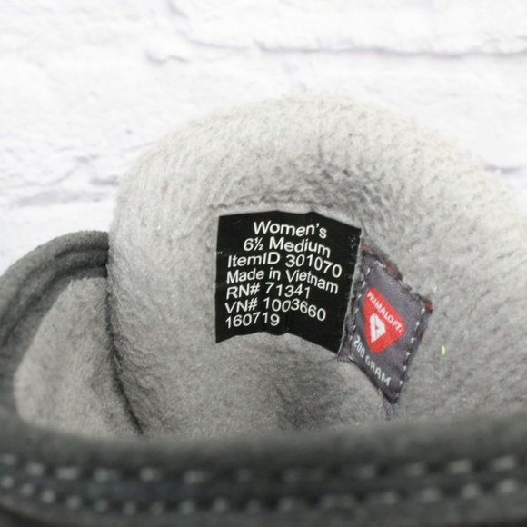 LL Bean Black Leather Lace Up Insulated Ankle Winter Boots Size 6.5 M - Picture 8 of 9